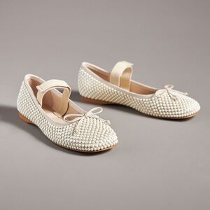 Jeffrey Campbell Pearl Embellished Ballet Flats - Cream/Nude - Size 11